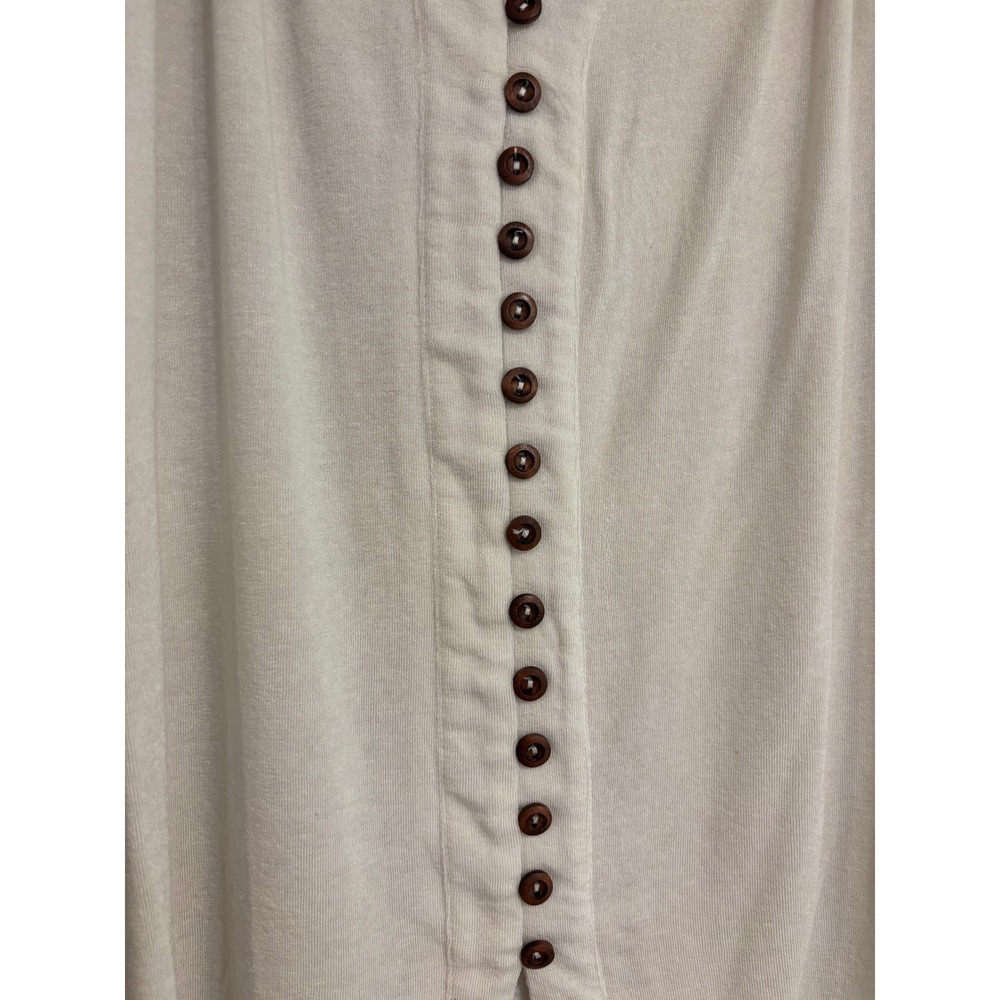 POL Ivory Short Sleeve Blouse Button Front Wool Blend Flowy Women's Small - Picture 2 of 6